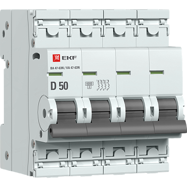Автоматический выключатель 4P  50А (D) 6,0kA ВА 47-63N EKF PROxima