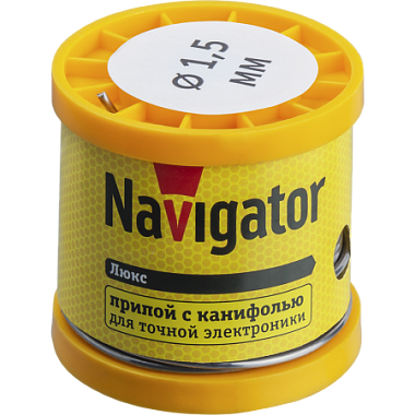 Припой с канифолью ПОС-61, катушка, 1.5 мм, 200 гр Navigator 93 086