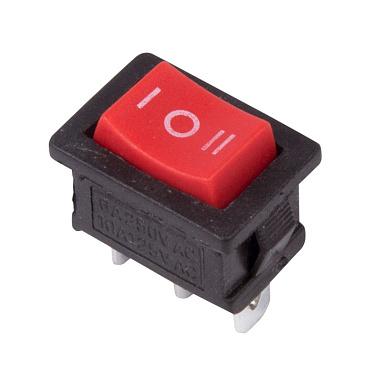Переключатель клавишный 250V 6А (3с) on-off-on красный с нейтралью Mini (RWB-205, SC-768) Rexant