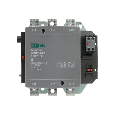 Контактор 400А 220В АС АС3 АС4 1НО+1НЗ КМ-102 DEKraft