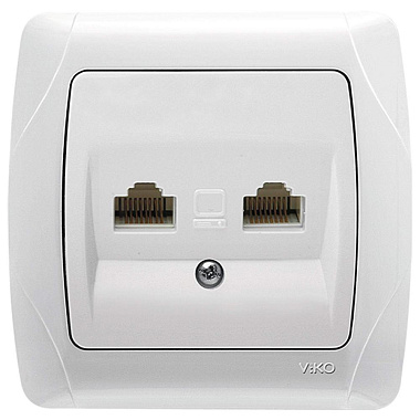 Розетка 1 СП комп. RJ45+RJ45 кат.6 Viko Carmen белый
