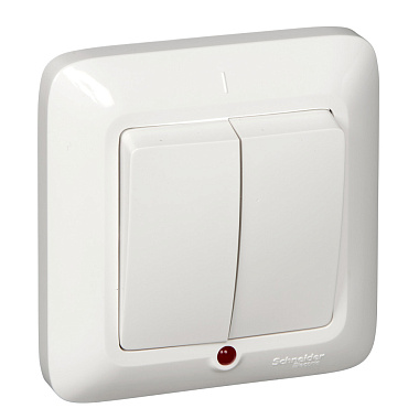 Выключатель 2 СП  6А с подсв. SE белый