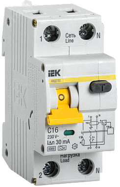 Диф. автомат 2P 16А  30мА х-ка C АВДТ-32 IEK