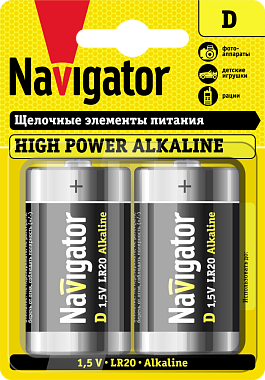 Элемент питания (D) щелочной LR20 Alkaline 1,5V Navigator 94 755