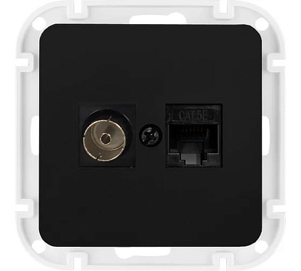 Розетка 1 СП TV+комп.RJ45 кат.5е механизм Bylectrica Astrum карбон