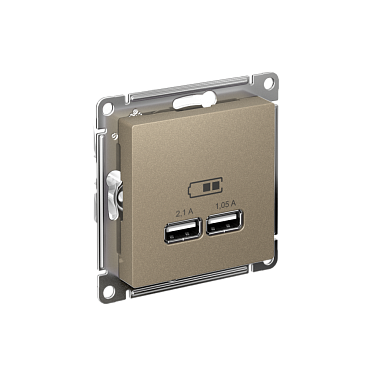 Розетка 1 СП USB А+А 2,1А (2х1,05А) 5В механизм SE AtlasDesign шампань