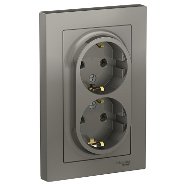 Розетка с заземлением 2 СП 16А SE AtlasDesign сталь