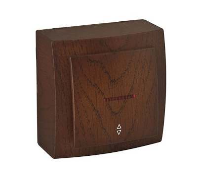 Выключатель 1 ОП 10А проходной с подсв. Nilson Themis Wood орех