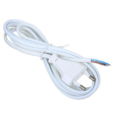 Шнур с вилкой L-1,7м белый ПВС 2х0,75