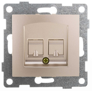 Розетка 1 СП комп. RJ45 кат.5е механизм Gusi Electric Bravo шампань