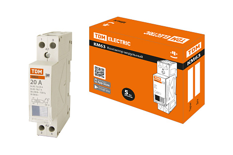 Контактор  20А модульный 1НО;1НЗ КМ63/2-20 TDM