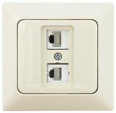 Розетка 1 СП комп. RJ45 кат.5e + телеф.RJ11 Ne-ad Aras крем