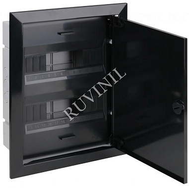 Бокс встраиваемый 24 мод. 325х430х103 IP40 с метал. дверью Рувинил черный