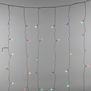 Занавес светодиодный с эфф. мерцания, 3х2м. 264 светодиода. Разноцветный свет. Провод прозрачный. TM Uniel
