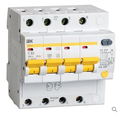 Диф. автомат 4P 63A 100мА х-ка C АД-14 IEK