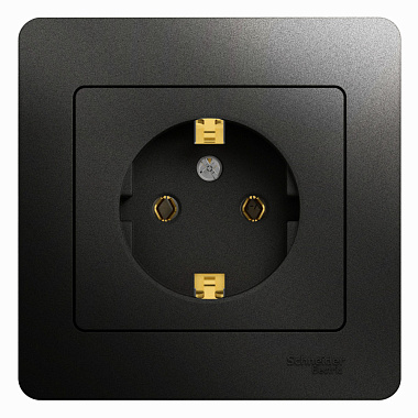 Розетка с заземлением 1 СП 16А SE Glossa антрацит