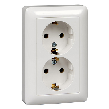 Розетка с заземлением 2 СП 16А SE Хит белый