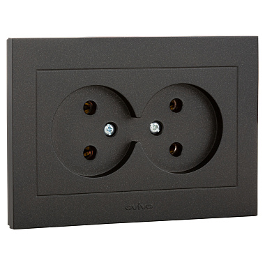 Розетка 2 СП 16А Ovivo Grano черный металлик