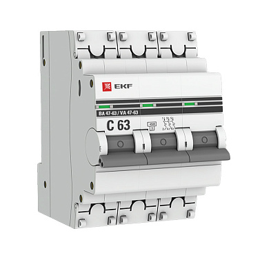 Автоматический выключатель 3P   1,6A (C) 4,5kA ВА 47-63 EKF PROxima