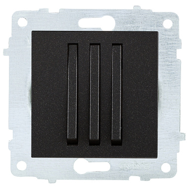 Выключатель 3 СП 10А узкая клавиша механизм Ovivo черный металлик