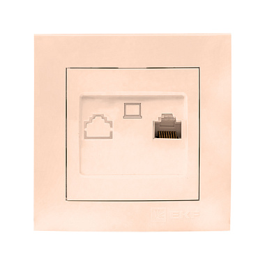 Розетка 1 СП комп. RJ45 кат.5e EKF Валенсия кремовый