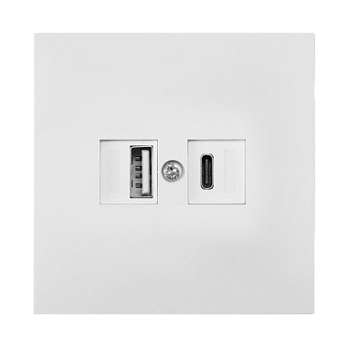 Розетка 1 СП USB A+тип-С 3А Bylectrica Carre белый