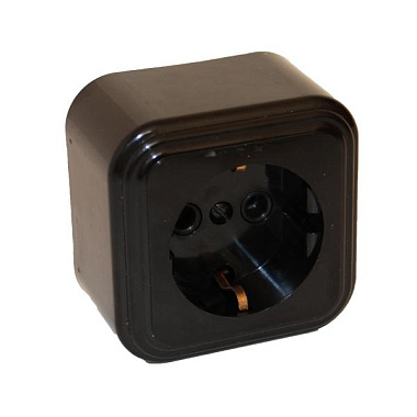 Розетка с заземлением 1 ОП 16А БелТИЗ Элект Викинг черный