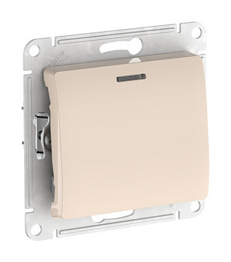 Переключатель 1 СП 10АХ с подсв. сх.6а механизм безвинт. зажим SE Glossa бежевый