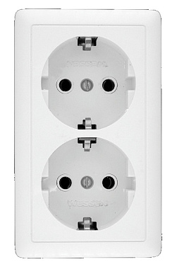 Розетка с заземлением 2 ОП 16А SE Хит белый