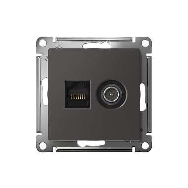 Розетка 1 СП TV+комп.RJ45 кат.5е механизм SE AtlasDesign базальт
