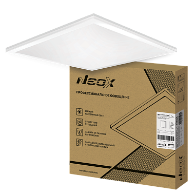 Панель светодиодная 50Вт 4000К 4500Лм IP40 595х595х25мм универс. монтаж ДВО-02 5040 опал Neox