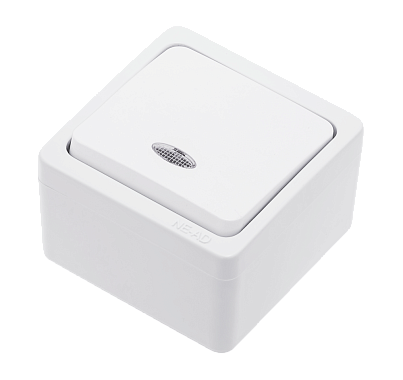 Выключатель 1 ОП 10А с подсв. Ne-ad Murat белый