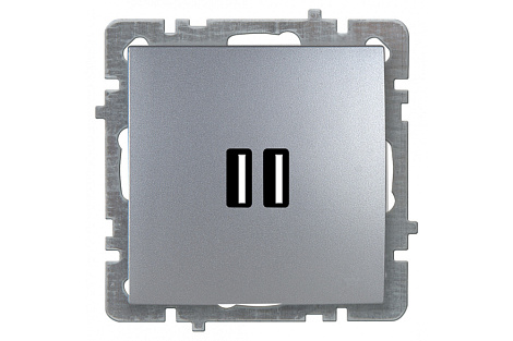 Розетка 1 СП USB А+А 2,1А механизм Nilson Touran Metallic серебро
