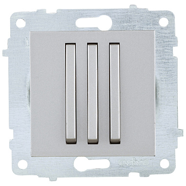 Выключатель 3 СП 10А узкая клавиша механизм Ovivo серебро
