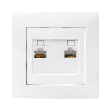 Розетка 1 СП комп. RJ45+RJ45 кат.5e EKF Валенсия белый