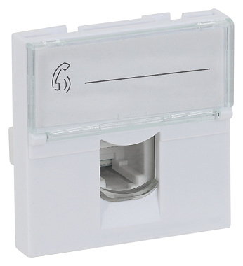 Розетка модульная телефонная RJ-11 1 кат.3е 45х45мм Рувинил белый