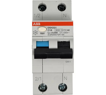 Диф. автомат 2P 16А  30мА тип АC х-ка C 6,0кА DSH201 ABB