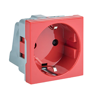 Розетка модульная с з/к и шторками 45х45мм 90гр. EKF C-Line красный