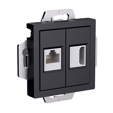 Розетка 1 СП HDMI+RJ45 кат.5e механизм SE AtlasDesign карбон