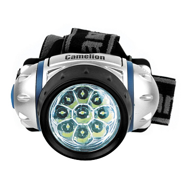 Фонарь налобный Camelion металлик, 9 ультра ярк LED,4 реж, 3XR03 в компл, пласт, блист