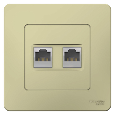 Розетка 1 СП комп. RJ45+RJ45 кат.5е SE Blanca бежевый