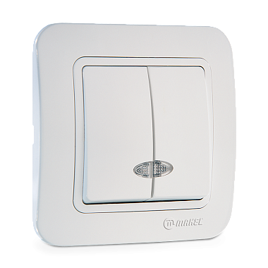 Выключатель 2 СП 10А с подсв. Makel Lillium белый