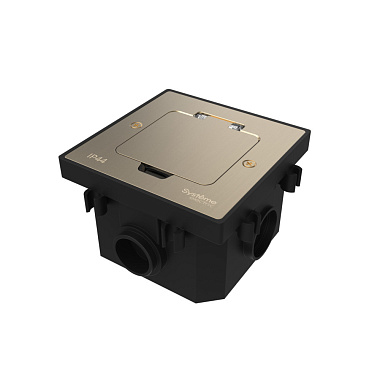 Люк на 2 модуля IP44 с монтажной коробкой в бетонный пол System Electric MultiDesk никель