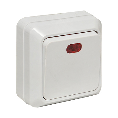 Выключатель 1 ОП 10А с подсв. EKF Рим белый