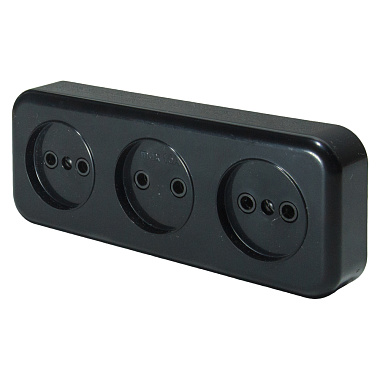 Розетка 3 ОП 16А БелТИЗ Элект Викинг черный