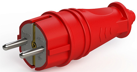 Вилка каучук прямая 16А 250В с з/к IP44 Ne-ad евро красный