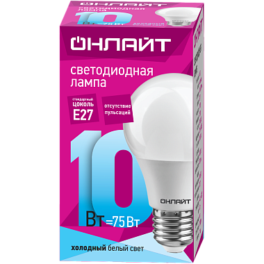 Лампа светодиодная Е27  10Вт 4000К 220-240В груша ОНЛАЙТ 71 650
