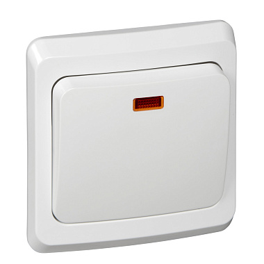 Переключатель 1 СП 10АХ с подсв. SE Этюд белый