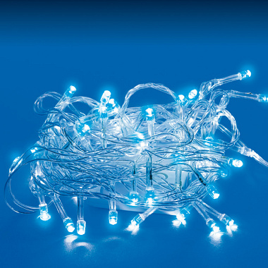 Гирлянда светодиодная 10м 100 светодиодов синий свет провод прозрачный ТМ Uniel