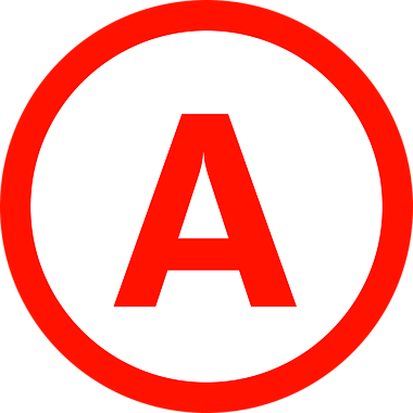 Пиктограмма "А" (в круге), прозрачный фон, 40х40 мм,  пленка ПВХ